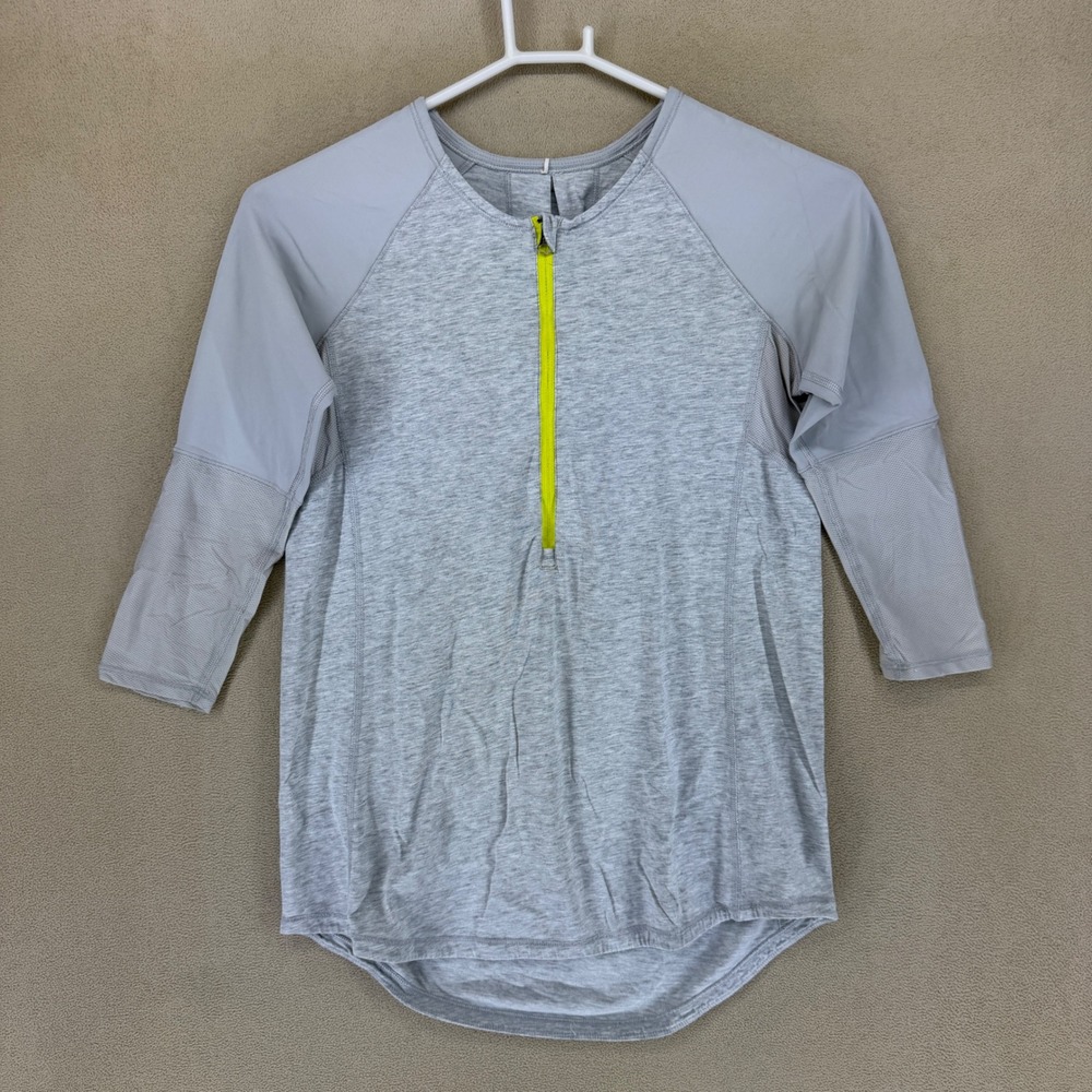Lululemon Athleisure 3/4 Sleeve Quarter Zip Top Gray Women's M‎ Athletic Fit